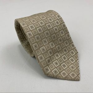 Faconnable Gold Geometric with Blue Microdot All Silk Tie